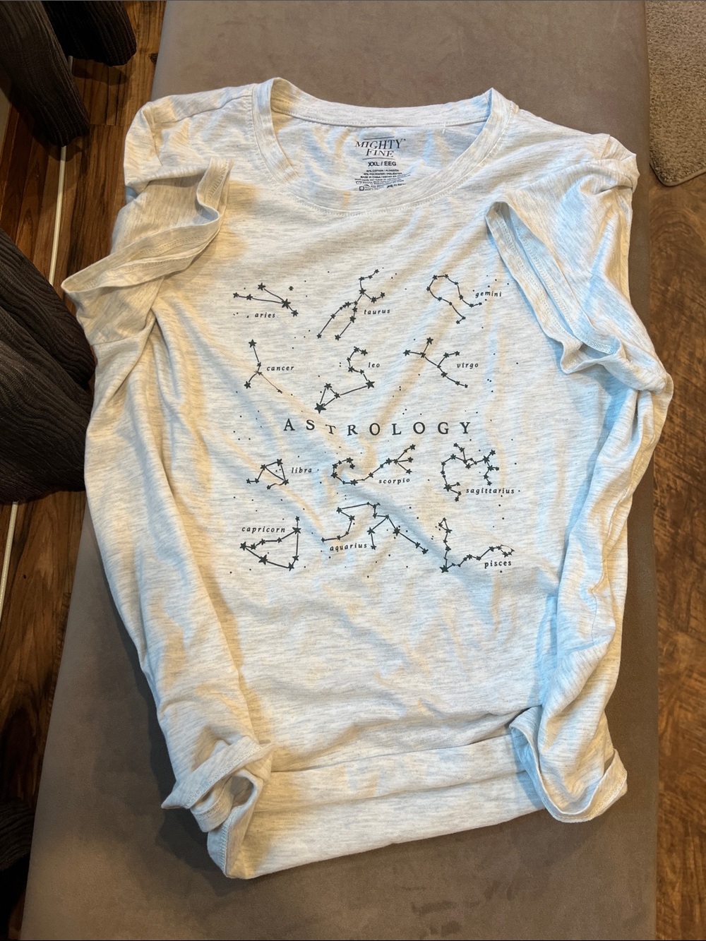 Mighty Fine Light Gray Astrology Constellation Short Sleeve Tee